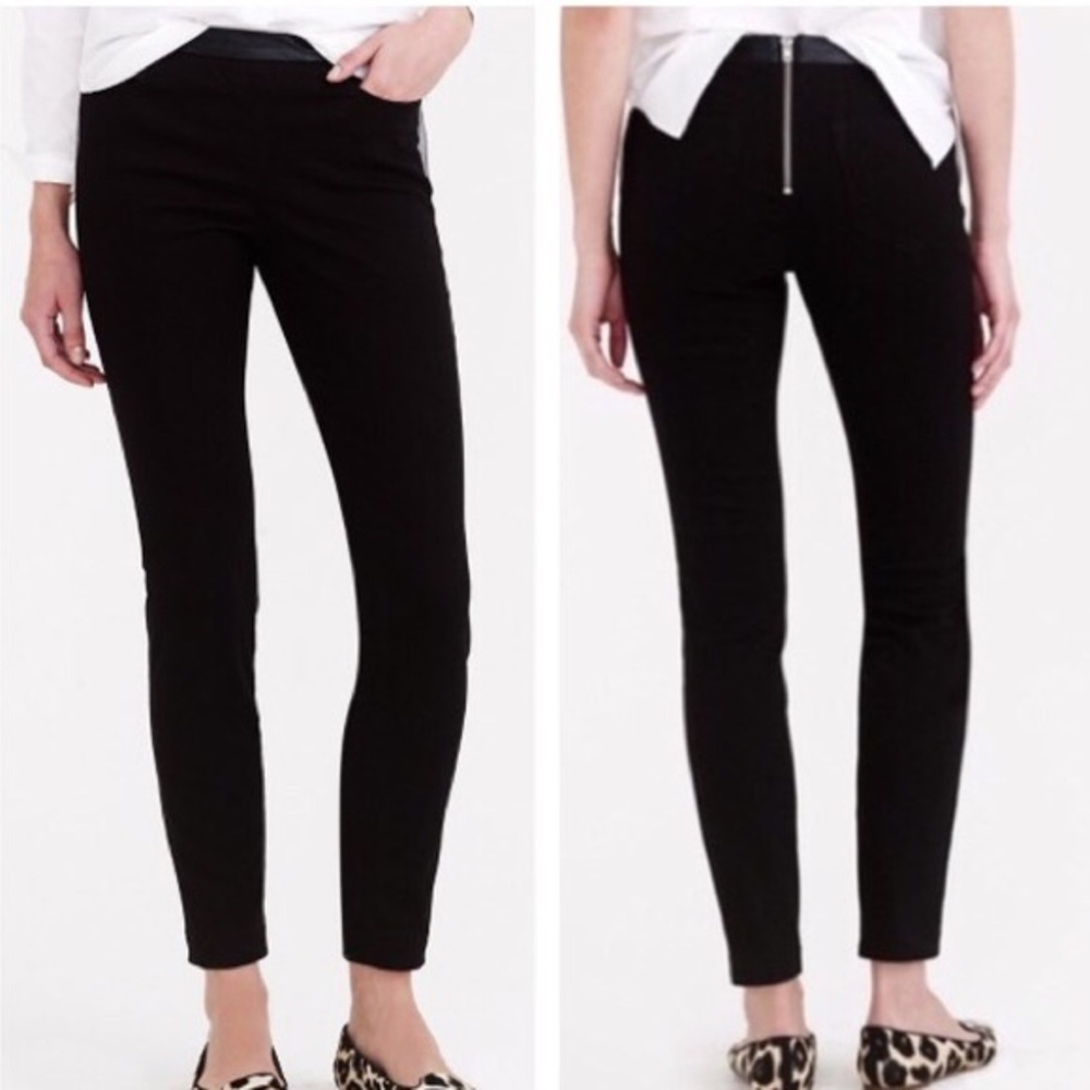 J Crew Dannie Leather Trim Skinny Pants